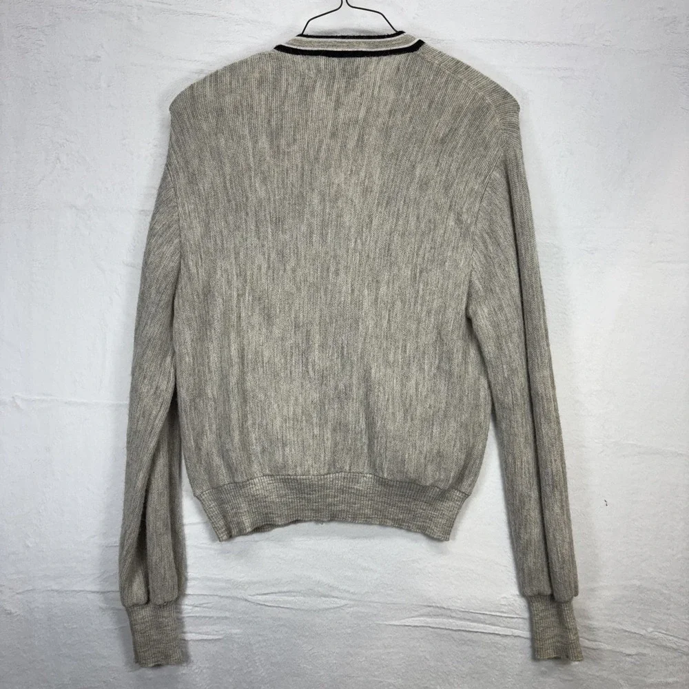 True Vintage V Neck Cardigan Sweater Men's 42 Large Gray 1960s USA Grandpa Core